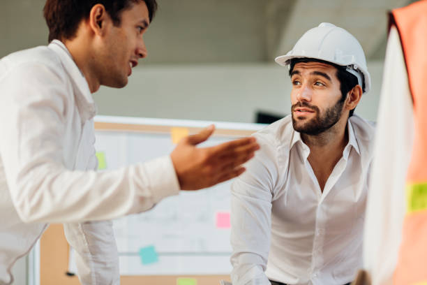 istock Smart creative building engineer in new project meeting. Teamwork people engineer consultant entrepreneur casual brainstorm. Industry, Engineer, Construction concept. 1333366496