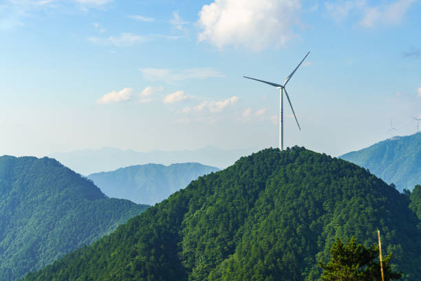 Wind power equipment on the mountain