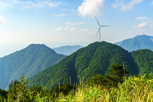 Wind power equipment on the mountain