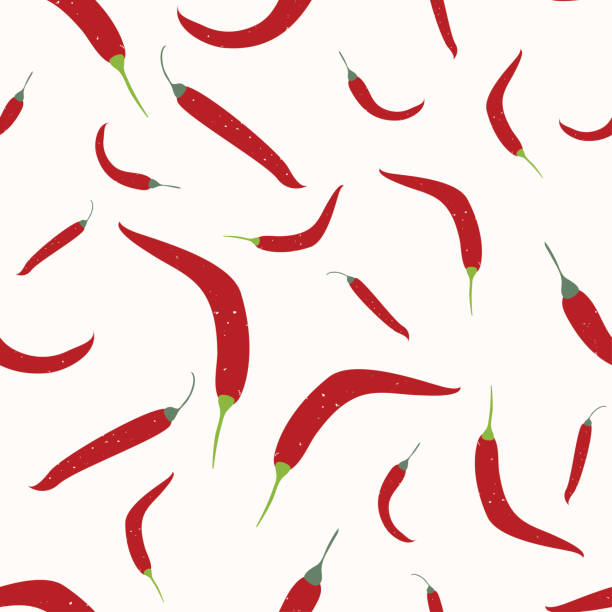 Vector  chili pepper seamless pattern. Vegetable, healthy vegan food wallpaper. Vector  chili pepper seamless pattern. Vegetable, healthy vegan food wallpaper. chili pepper pattern stock illustrations