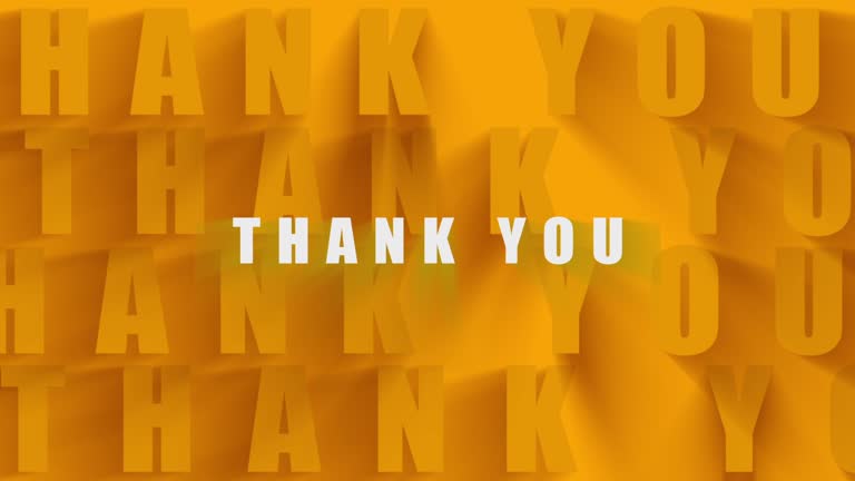 4k video footage of a thank you message against a orange background