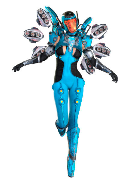 istock 3D illustration space super woman on white 1333377206