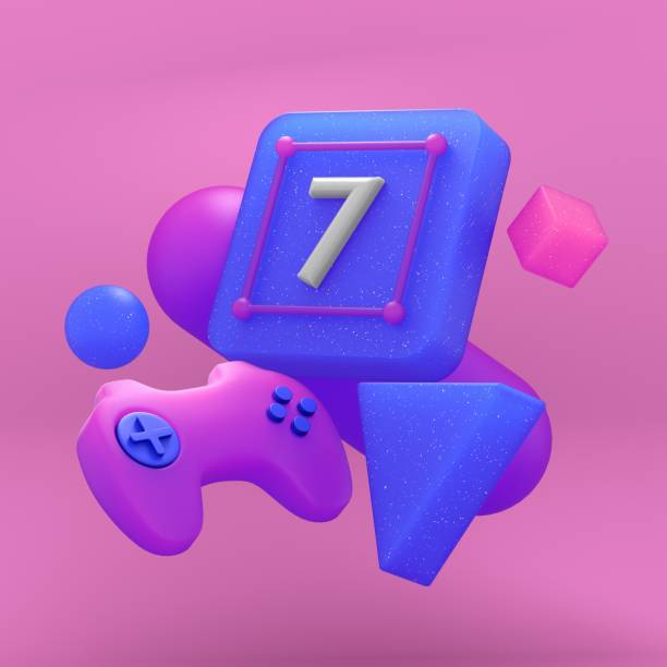 istock Gamepad on the colorful balls on the blue background. 3d render. 1333377221