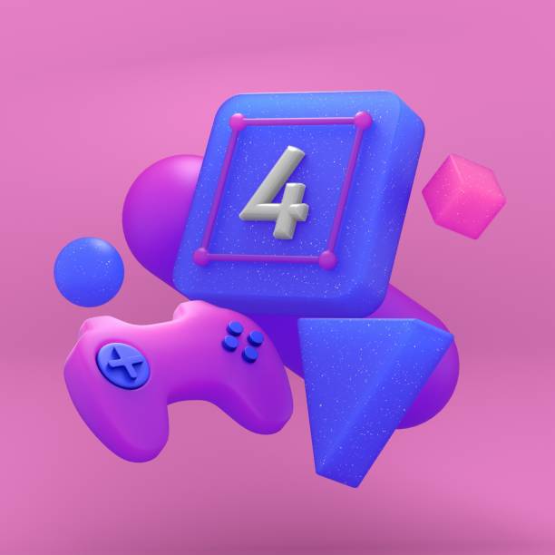 istock Gamepad on the colorful balls on the blue background. 3d render. 1333377237
