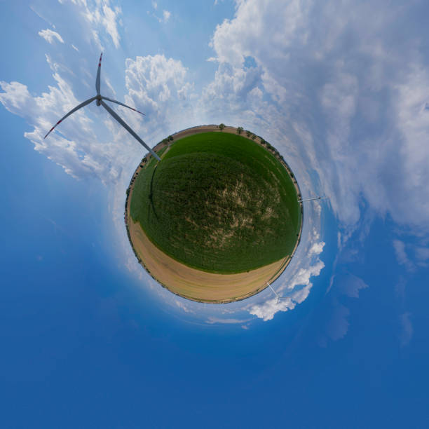 istock rural landscape with the power generating wind turbines (360-degree panorama) 1333378109