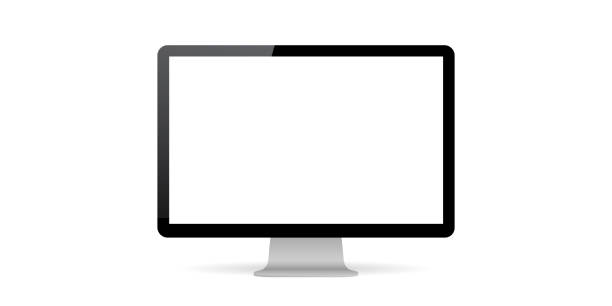 istock Realistic computer or monitor mockup isolated on background. Vector illustration 1333380063