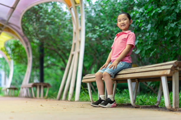 istock Little Girl Sitting on the Bench 1333381074