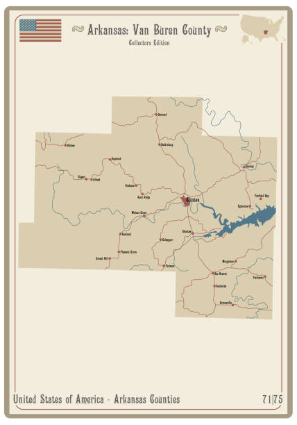 карта округа ван бюрен в арканзасе - van der poel stock illustrations