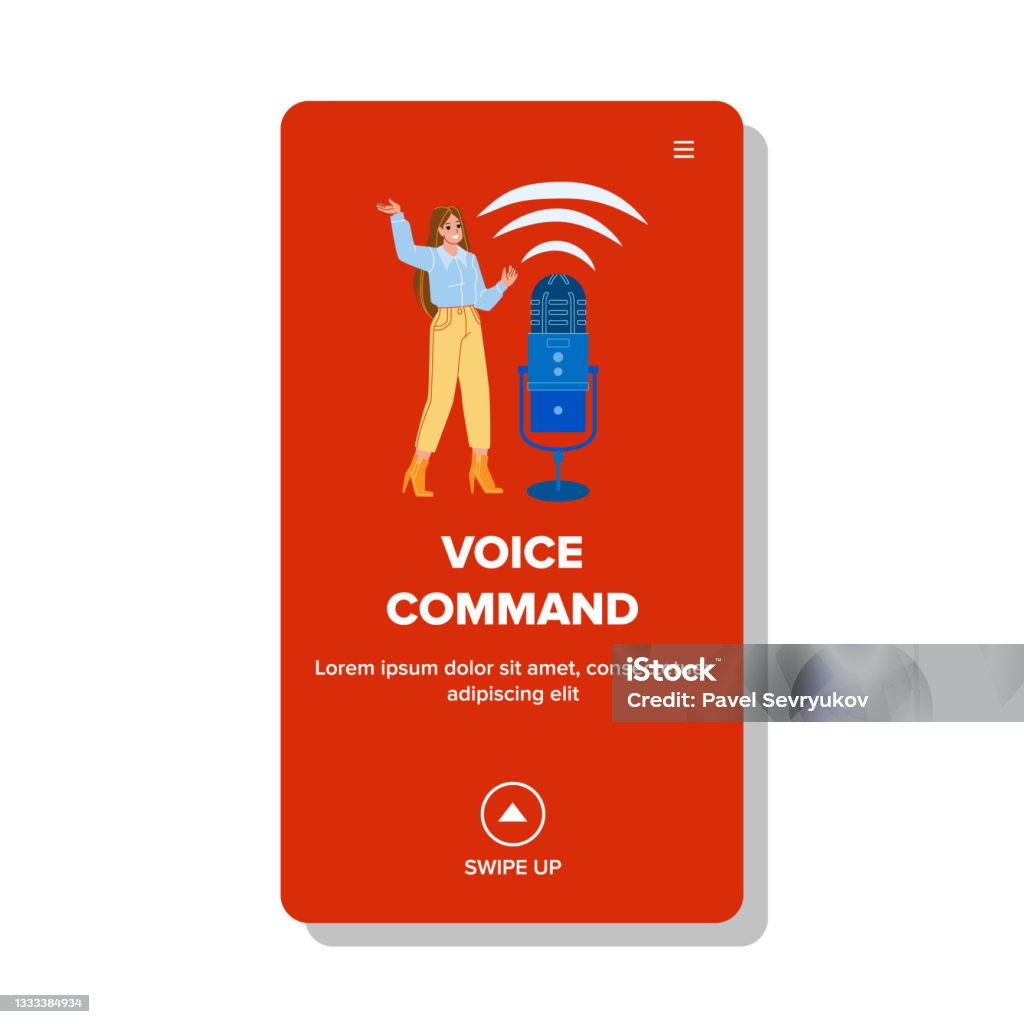 Voice Command Phone Assistant Voice Command Personal Assistant Talk Girl Vector Stock Illustration ...