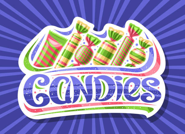 ilustrações de stock, clip art, desenhos animados e ícones de vector label for candies - candy hard candy wrapped variation