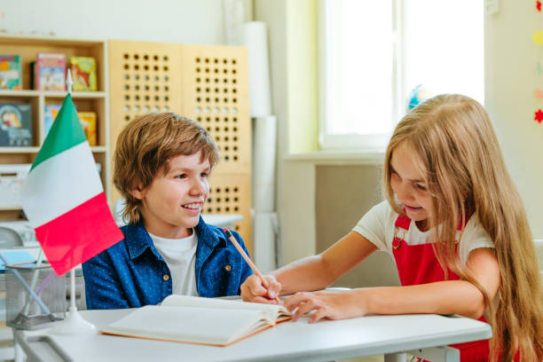 istock Elementary school students during an Italian language lesson in the classroom 1333385685