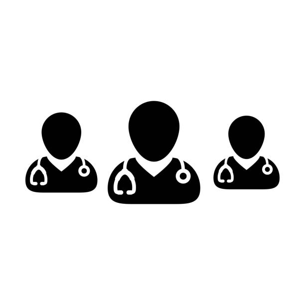 ilustrações de stock, clip art, desenhos animados e ícones de medical icon vector group of male doctors person profile avatar for health consultation in a glyph pictogram - male nurse black nurse doctor