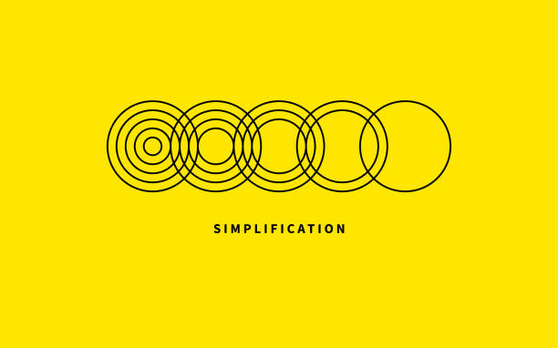 ilustraciones, imágenes clip art, dibujos animados e iconos de stock de concepto de simplificación. icono de simplicidad - sencillez