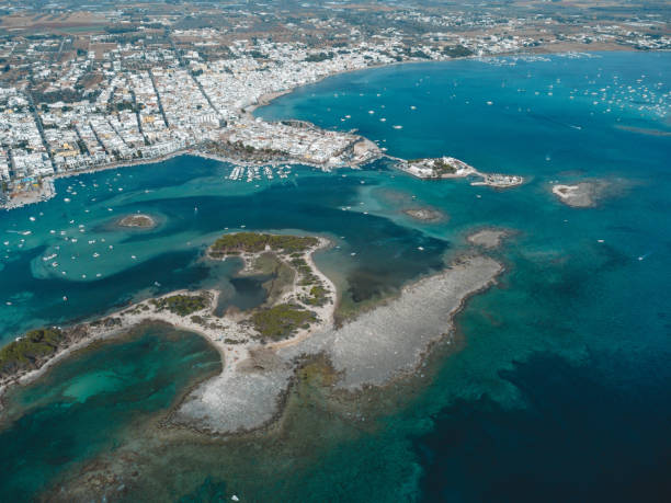 a great view on porto cesareo and rabbit island, in puglia stock photo