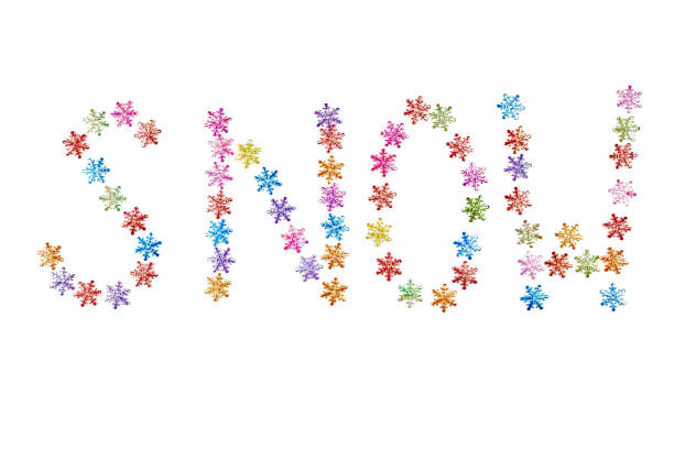istock Snow word from colorful snowflakes, isolated white background 1333393518