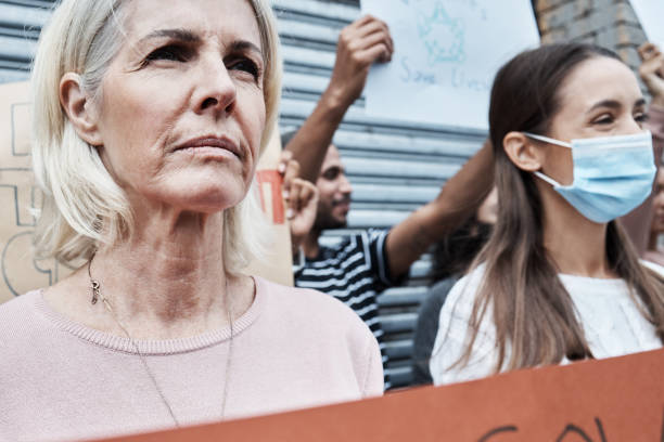 istock Shot of a mature woman protesting 1333393925