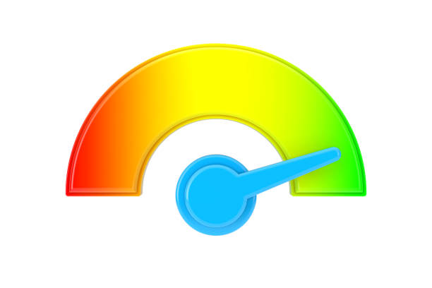 Energy or Fuel Level Meter Dial Gage Icon on a white background. 3d Rendering