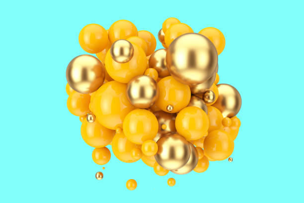 istock Modern Abstract Orange and Gold Balls. 3d Rendering 1333396328