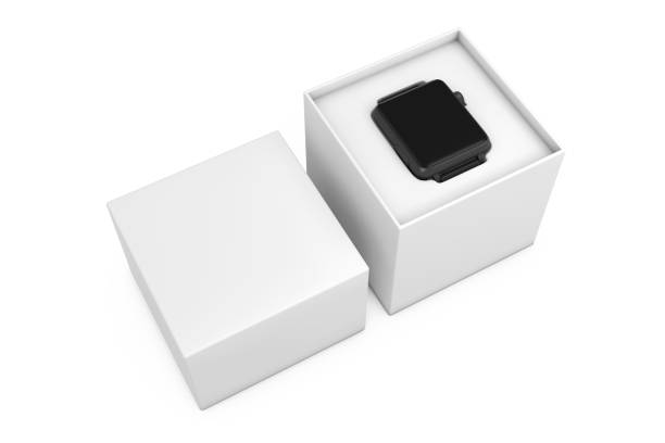 istock Black Modern Smart Watch Mockup and Strap with White Gift Box. 3d Rendering 1333397617