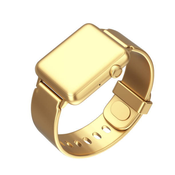 istock Golden Modern Smart Watch Mockup with Strap. 3d Rendering 1333397647