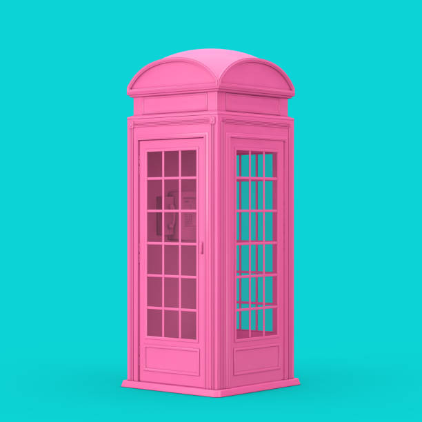 istock Classic British Pink Phone Booth in Duotone Style. 3d Rendering 1333397654