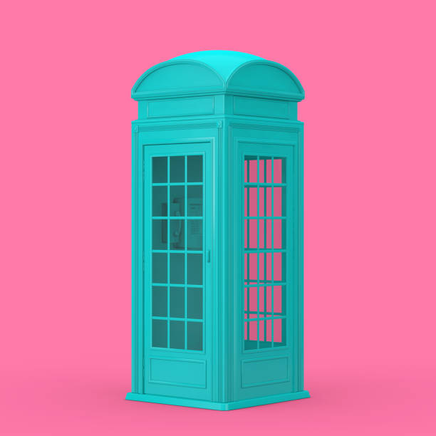 istock Classic British Blue Phone Booth in Duotone Style. 3d Rendering 1333397661