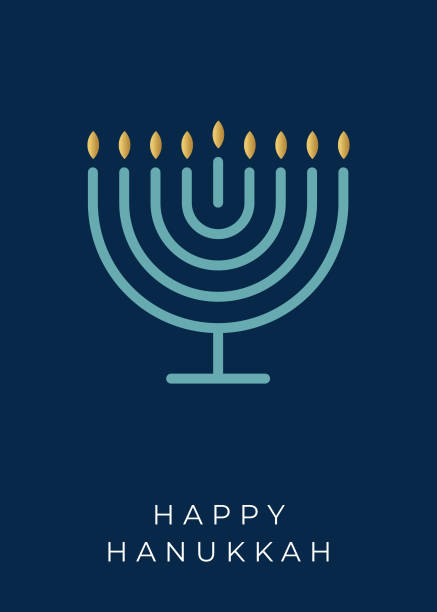 ilustrações de stock, clip art, desenhos animados e ícones de happy hanukkah card template. - hanukkah menorah candle blue