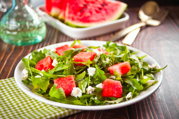 istock Salad with watermelon, feta cheese and arugula 1333399150
