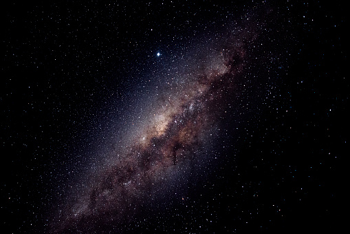 Magnificent capture of the milky way with brown hues. Galactic center in evidence.