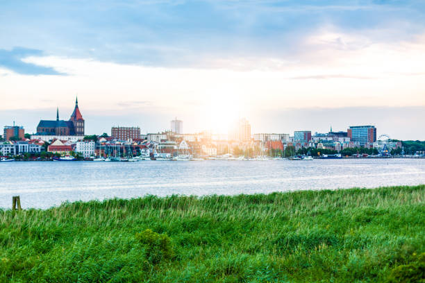 istock Skyline Rostock with sun 1333404516