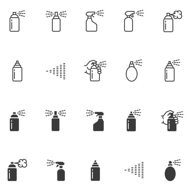 Spray icon set Spray icon set spraying stock illustrations