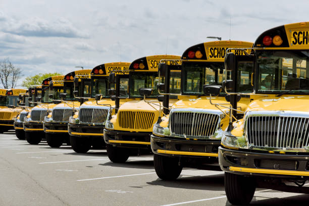 istock Yellow school buses parked near the high school 1333406844