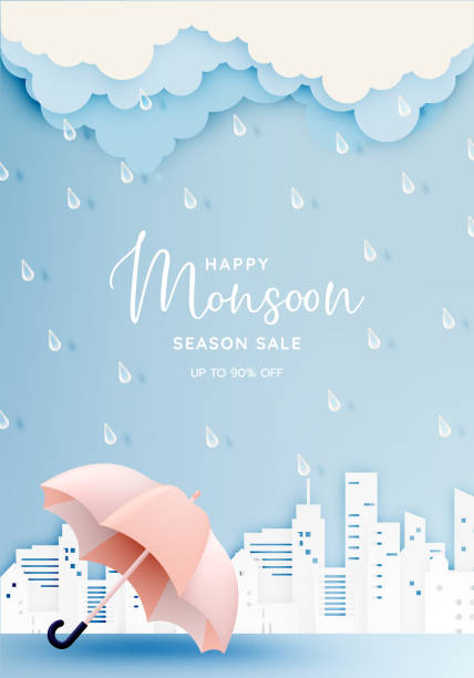 monsun-saison banner verkauf - monsoon stock-grafiken, -clipart, -cartoons und -symbole