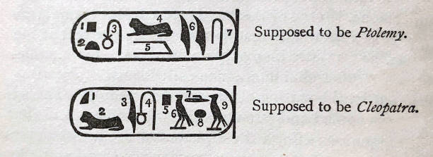 ilustrações de stock, clip art, desenhos animados e ícones de antique illustration - world history - hieroglyphic writing for ptolemy and cleopatra - ptolemy