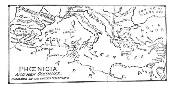 Antique World History Map Of Phoenicia And Her Colonies Antique World History Map Of Phoenicia And Her Colonies 