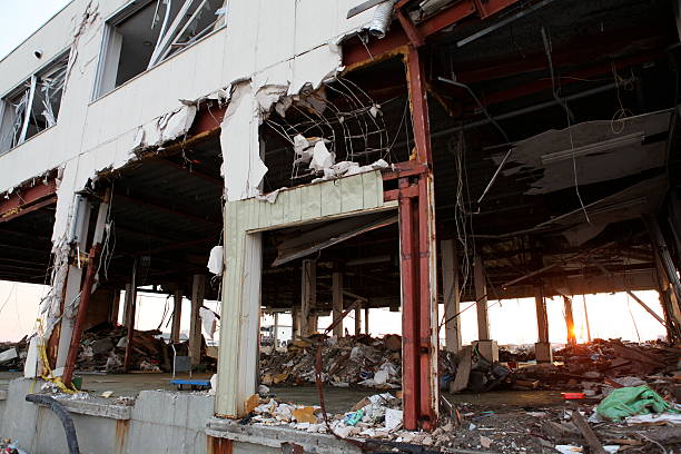 istock Tsunami hit building in Japan 133342143