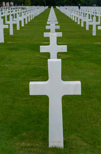 colleville-sur-mer, francia: cementerio americano de normandía - basse normandy colleville 1944 france fotografías e imágenes de stock