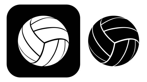 ilustrações, clipart, desenhos animados e ícones de ícones do voleibol preto e branco - vôlei