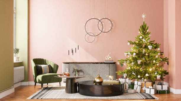 Living Room Decorated For Christmas