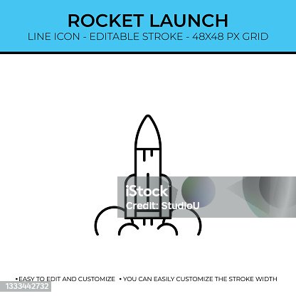 istock Rocket Launch Single Line Icon 1333442732