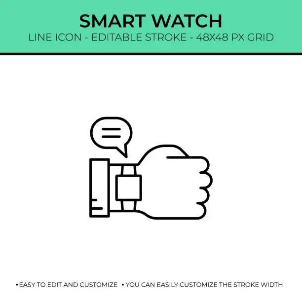 Vector illustration of Smart Watch Single Line Icon