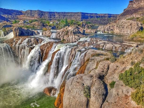 쇼숀 폭포 풍경 - snake river canyon 뉴스 사진 이미지