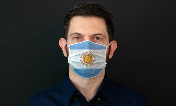 istock Man wearing Argentinian flag protective medical face mask. 1333445800