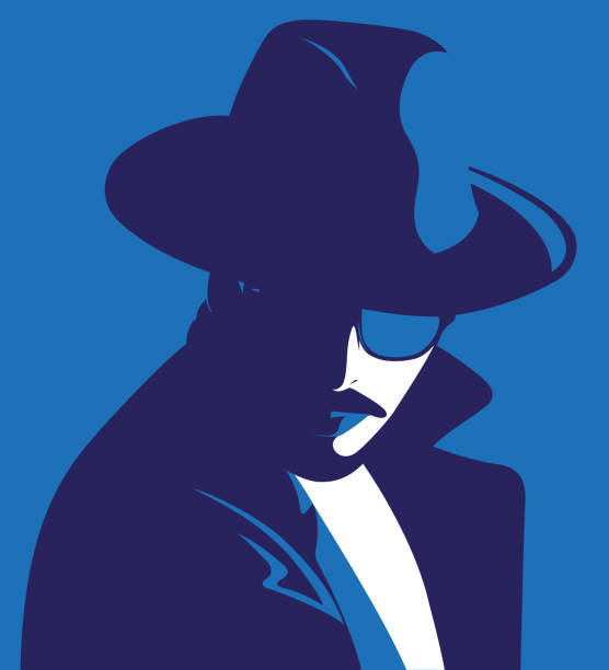 Man wearing coat, hat and dark sunglasses Handsome bearded elegant man wearing coat, hat and dark sunglasses, vector portrait background of the cool guy wearing sunglasses stock illustrations