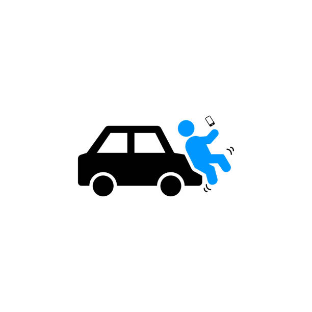 illustrazioni stock, clip art, cartoni animati e icone di tendenza di icona dell'incidente di morte dell'uomo per chiamata - pedone ruolo delluomo