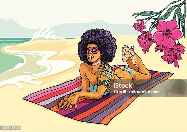 Dziewczyna Na Plaży - Stockowe grafiki wektorowe i więcej obrazów Dorosły - Dorosły, Egzotyka, Fala - Woda