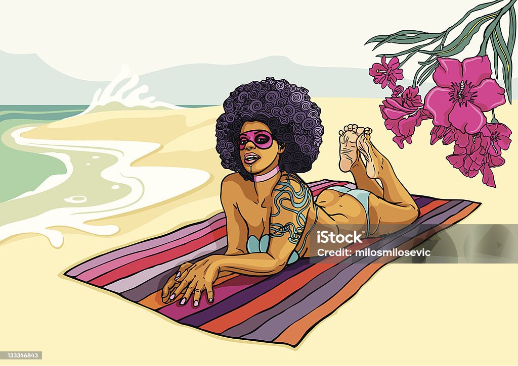 Garota na praia - Vetor de Adolescente royalty-free