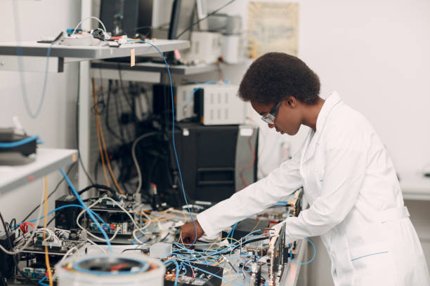 istock Scientist african american woman working in laboratory with electronic instruments 1333469654