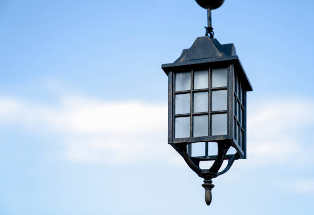 istock Ancient street lamp against blue sky, copy space. 1333476497