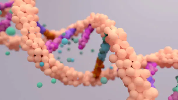 Photo of DNA mutation, a mutation is a change in a DNA sequence, mutations can result from DNA copying mistakes made during cell division.